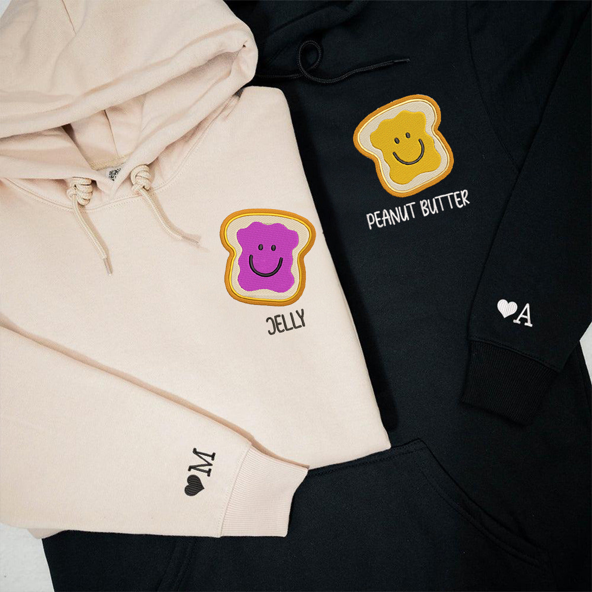 Benutzerdefinierte Erdnussbutter und Gelee paar bestickt Hoodie