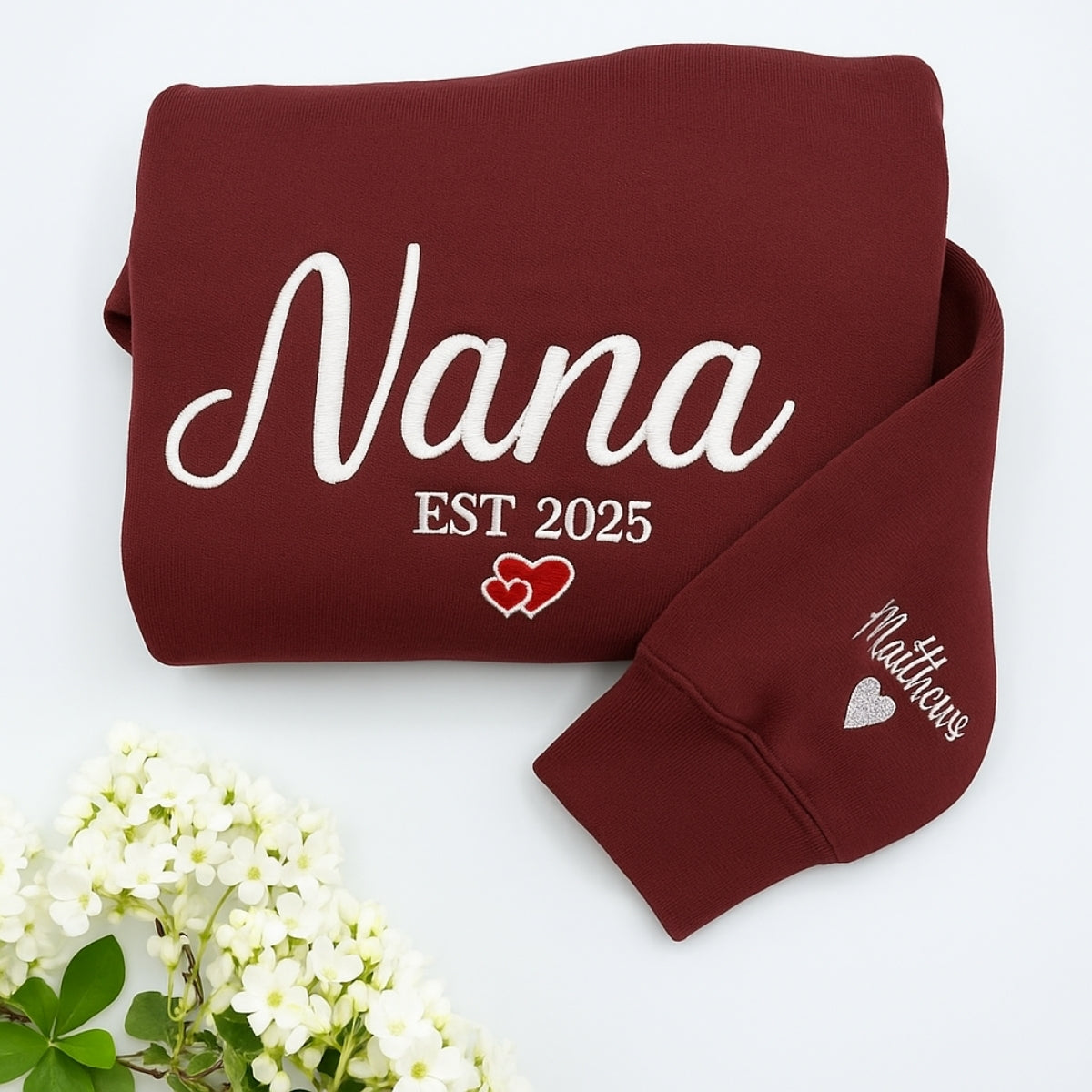 Perfect Nana Gift - Custom Grandmother Sweatshirt with Grandkids Names - Personalized Embroidered Hoodie