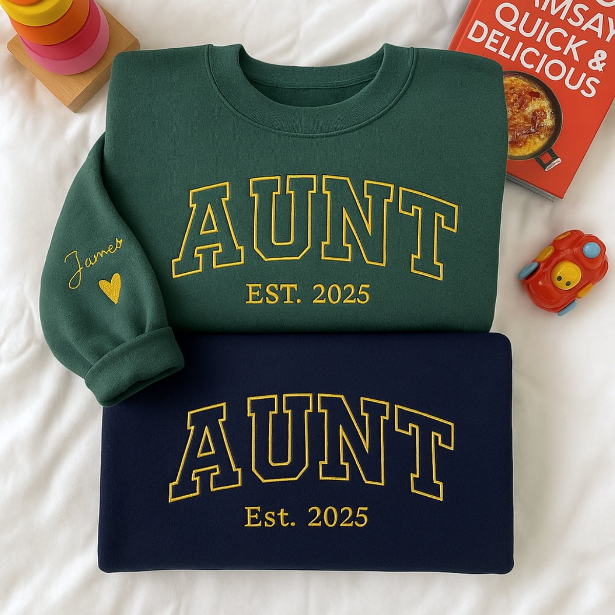 Personalized Aunt Hoodies - Custom EST Year & Name Embroidery - Premium Auntie Apparel Gift
