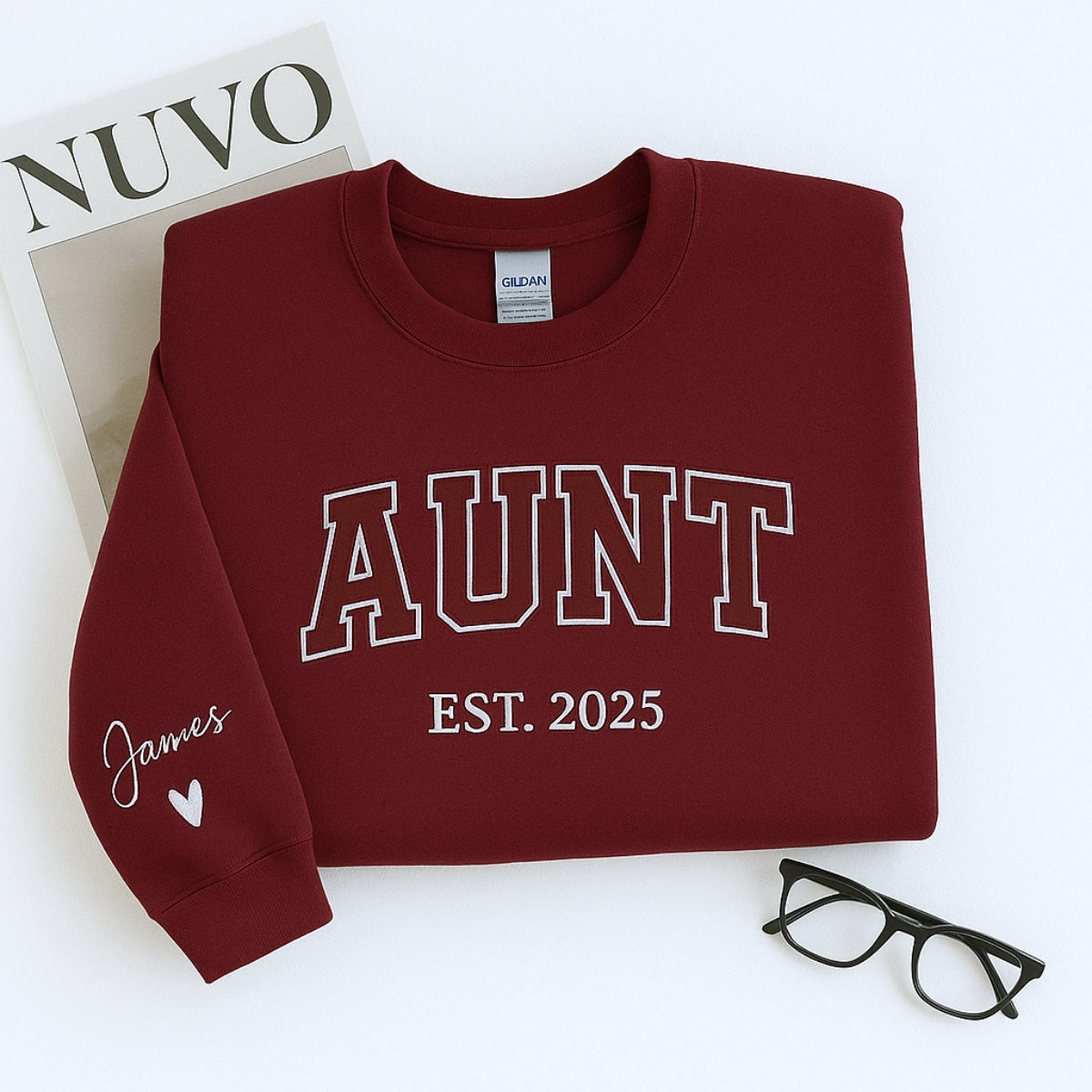 Personalized Aunt Hoodies - Custom EST Year & Name Embroidery - Premium Auntie Apparel Gift