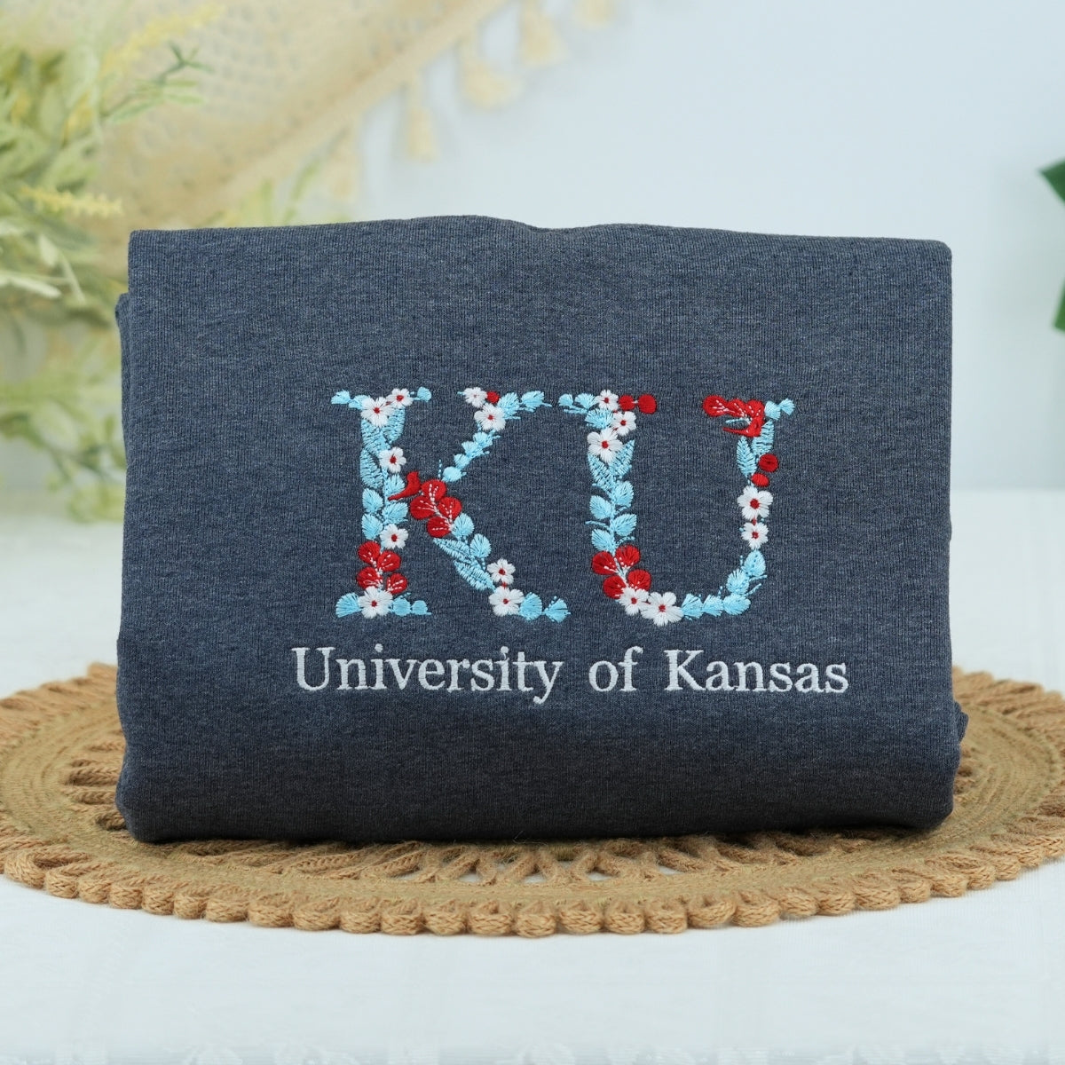 Personalized Botanical University Hoodies - Custom Floral Name Embroidered College Sweatshirts