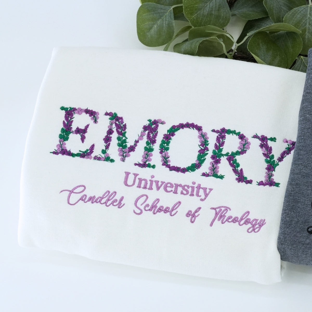 Personalized Botanical University Hoodies - Custom Floral Name Embroidered College Sweatshirts