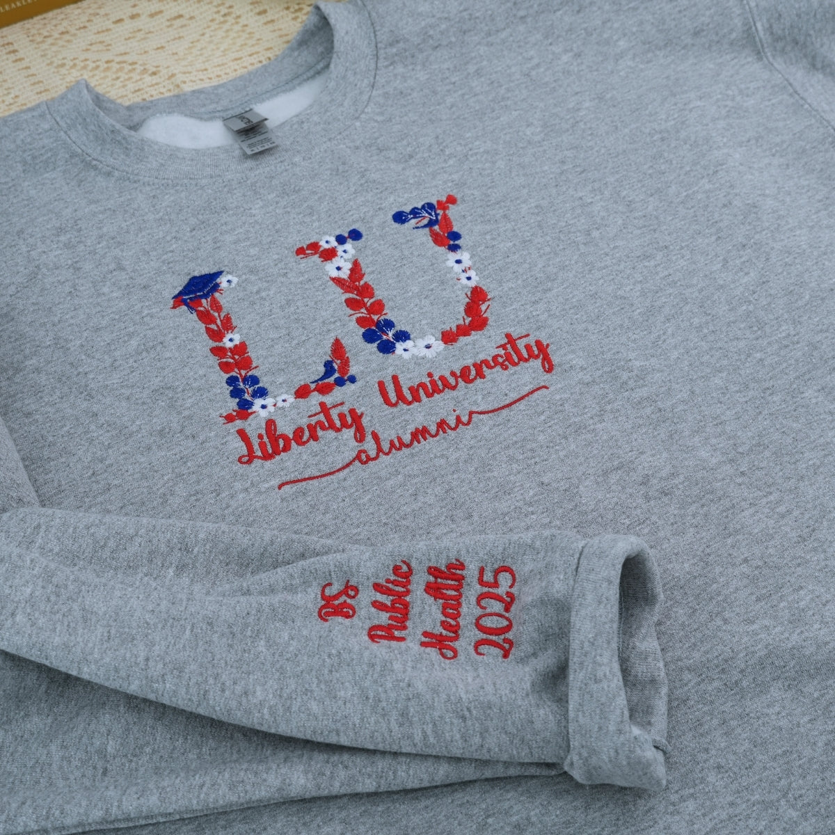 Personalized College Hoodies - Custom Floral Design Embroidered Sweatshirts - Unique Student Apparel