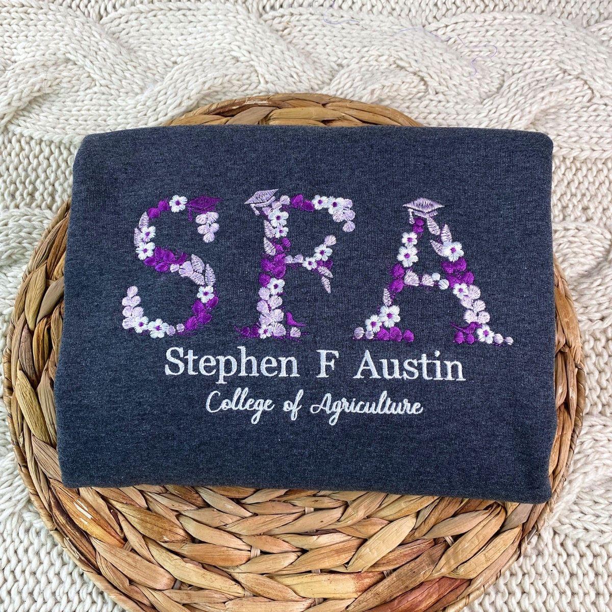 Personalized College Hoodies - Custom Floral University Embroidered - Student Botanical Gift