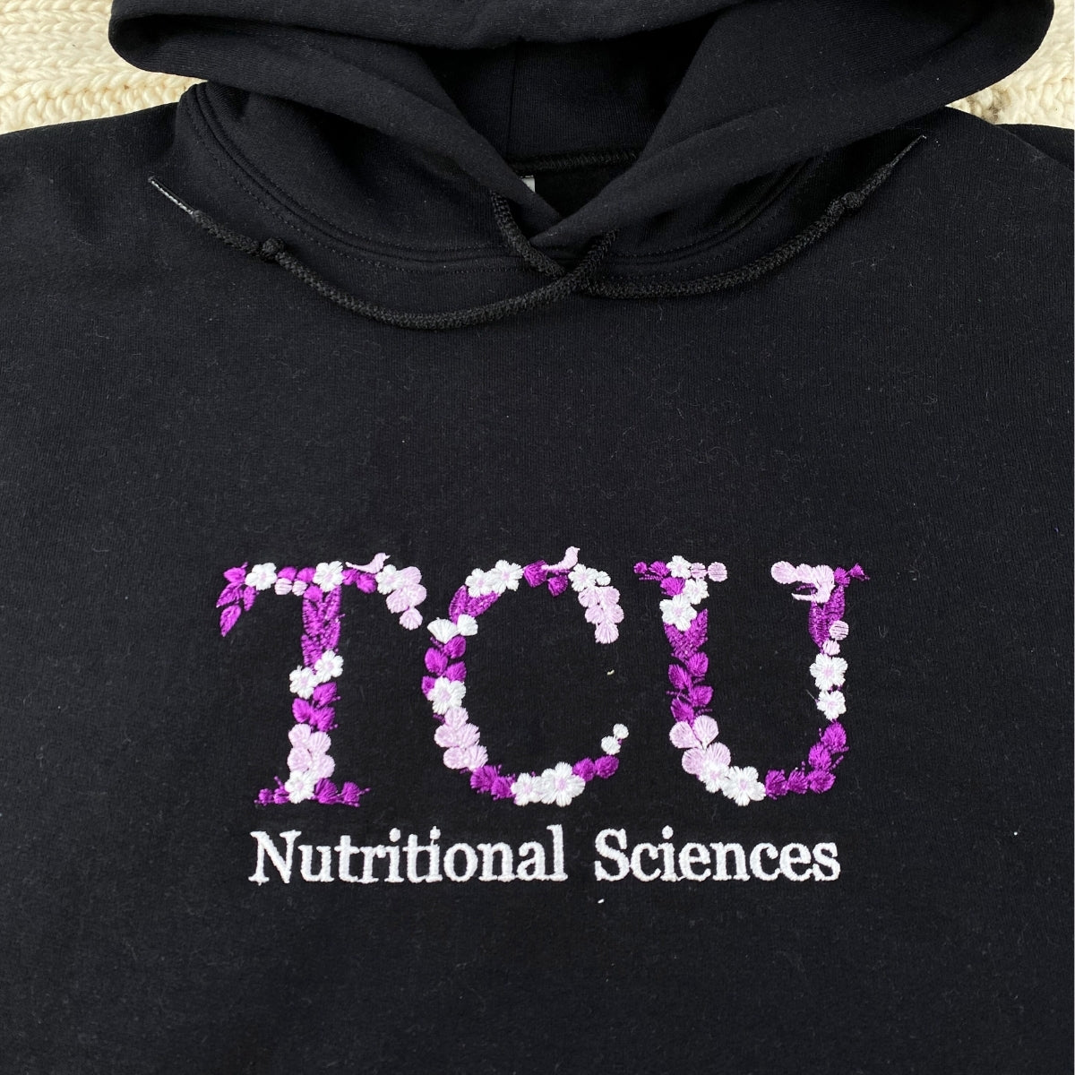 Personalized College Hoodies - Custom Floral University Embroidered - Student Botanical Gift