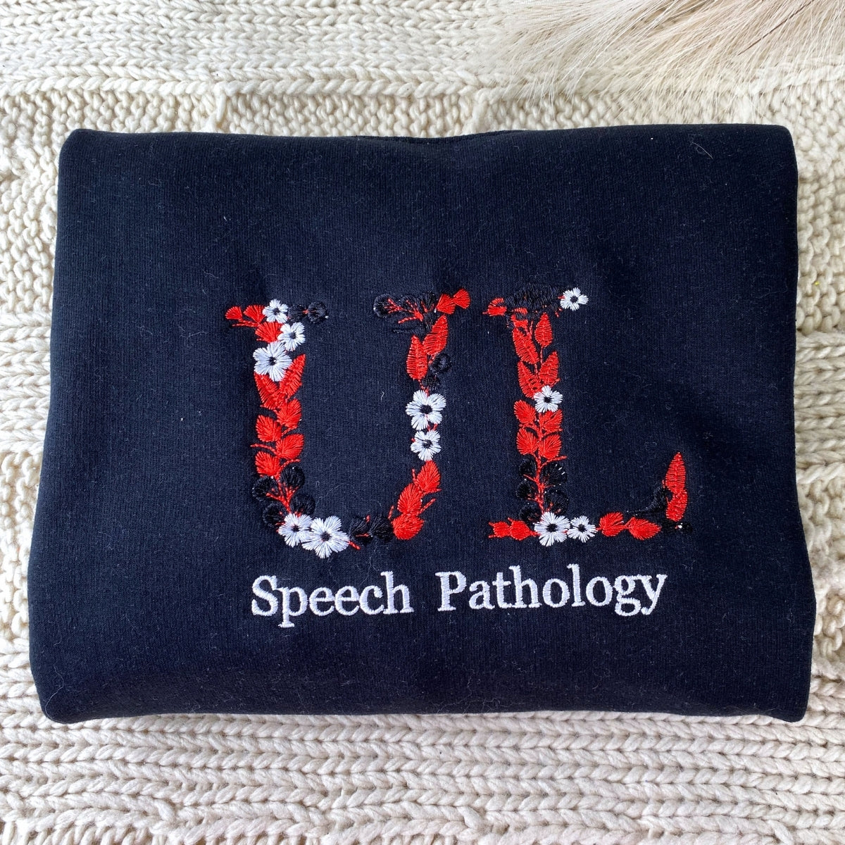Personalized College Hoodies - Custom Floral University Embroidered - Student Botanical Gift