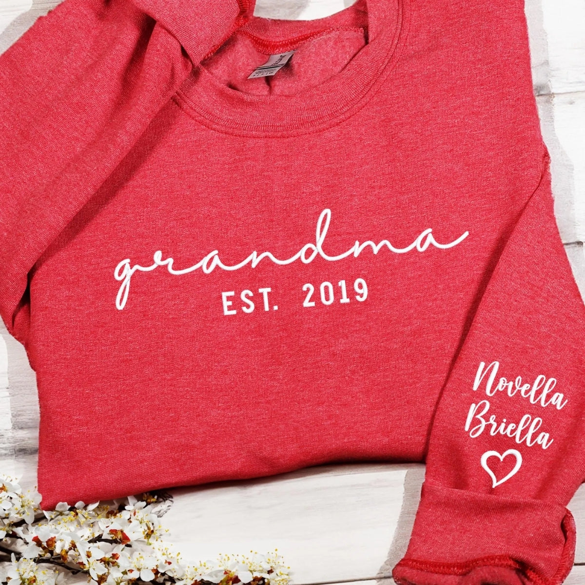 Personalized Grandma Sweatshirt - Custom Grandchildren Names Embroidered - Perfect Grandma Gift
