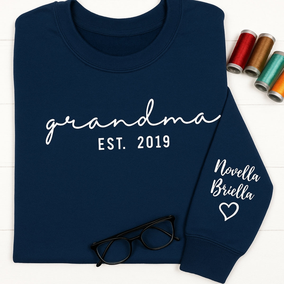 Personalized Grandma Sweatshirt - Custom Grandchildren Names Embroidered - Perfect Grandma Gift