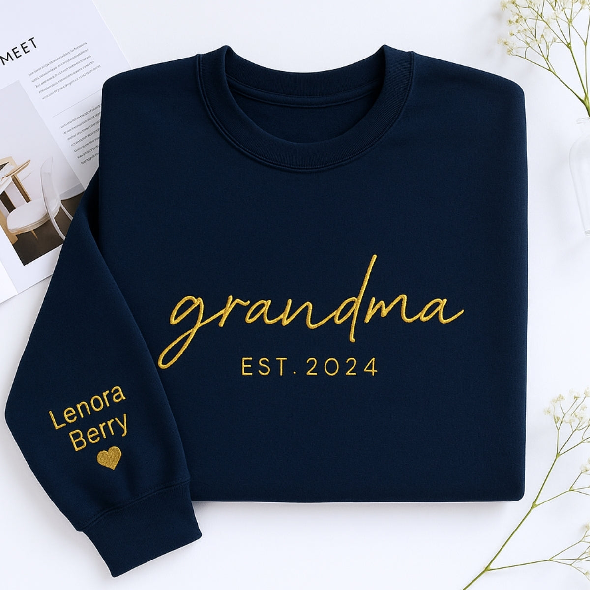 Personalized Grandma Sweatshirt - Custom Grandchildren Names Embroidered - Perfect Grandma Gift