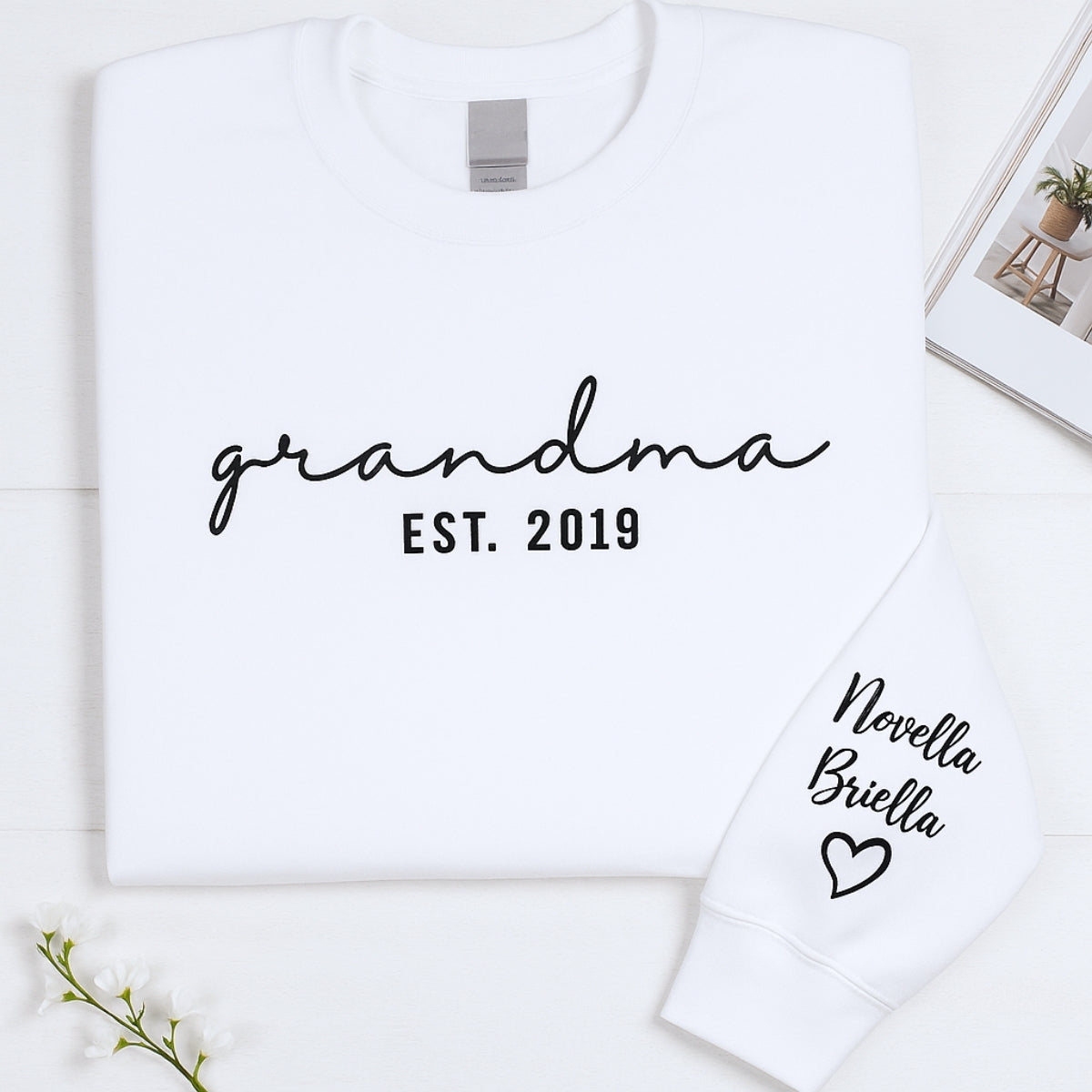 Personalized Grandma Sweatshirt - Custom Grandchildren Names Embroidered - Perfect Grandma Gift