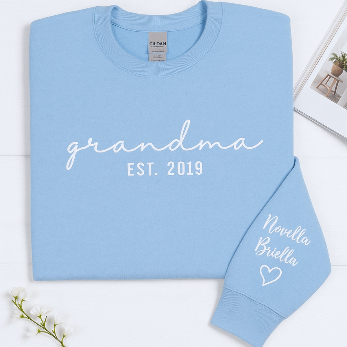 Personalized Grandma Sweatshirt - Custom Grandchildren Names Embroidered - Perfect Grandma Gift
