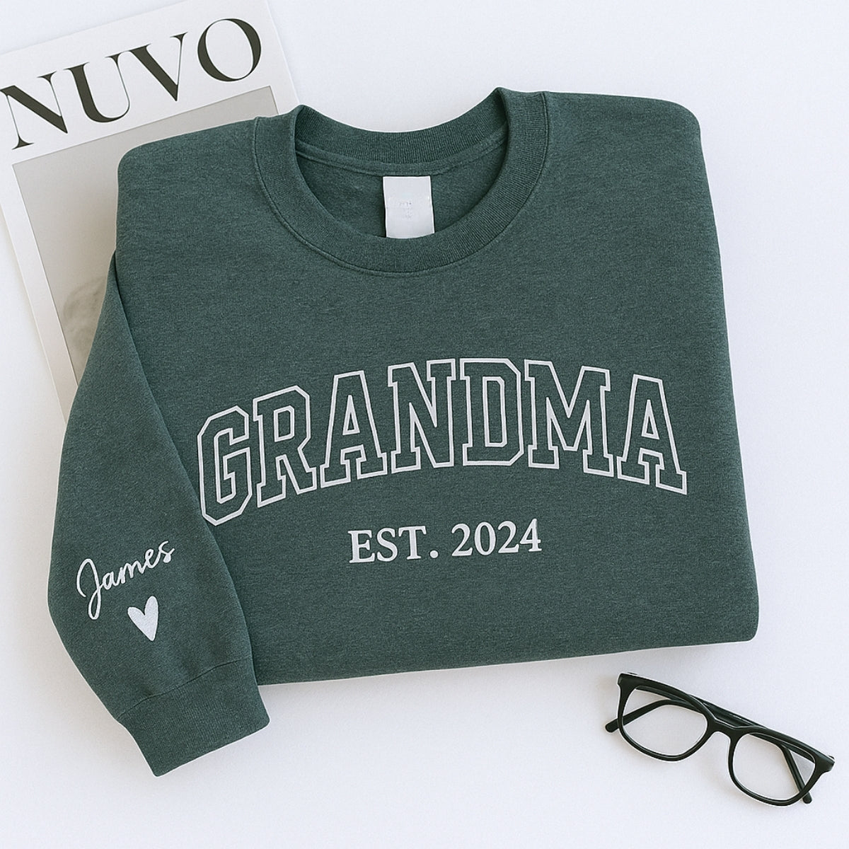 Personalized Grandma Sweatshirt | Custom EST Embroidered - Grandchildren Names Gift
