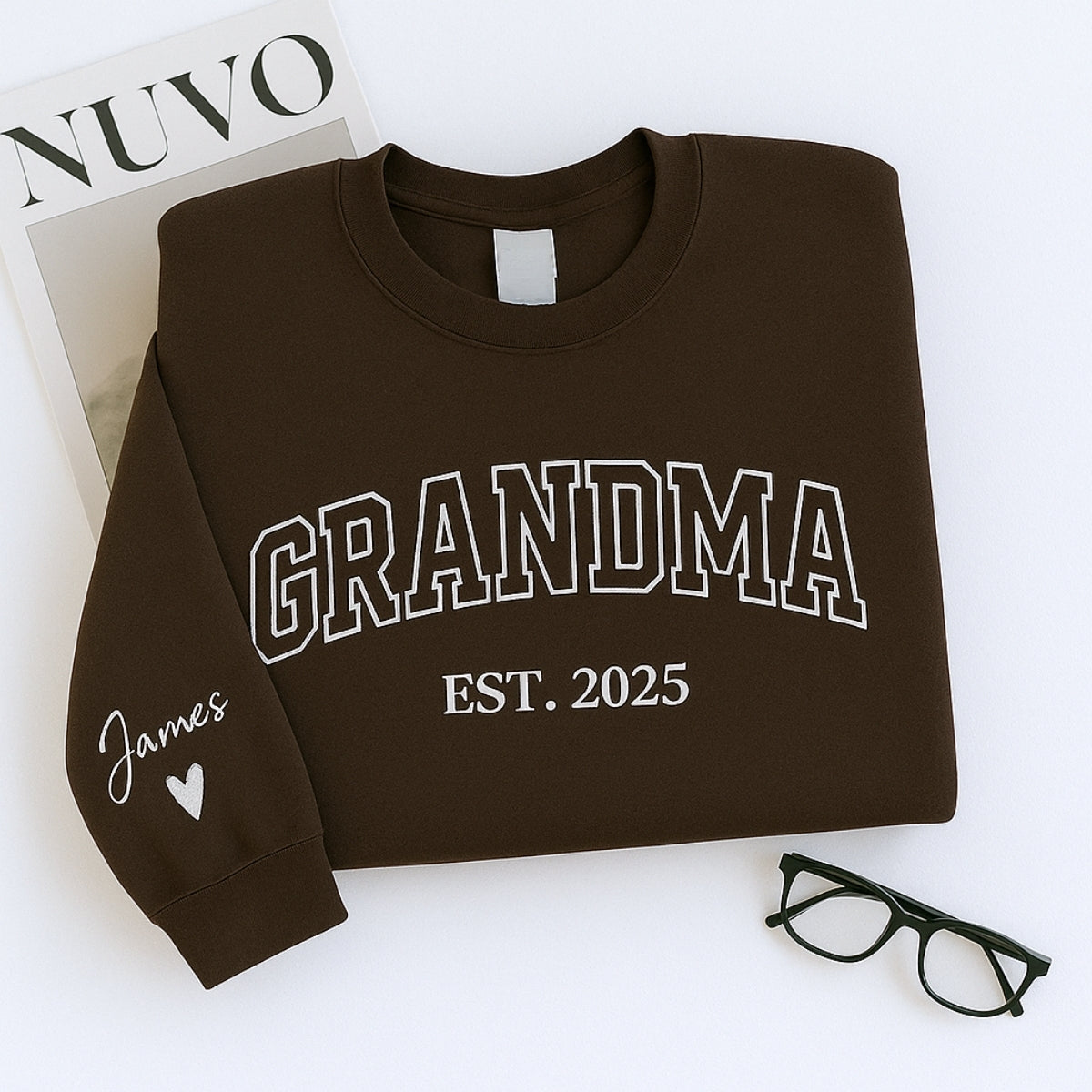 Personalized Grandma Sweatshirt | Custom EST Embroidered - Grandchildren Names Gift