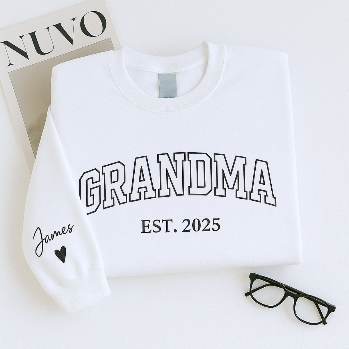 Personalized Grandma Sweatshirt | Custom EST Embroidered - Grandchildren Names Gift