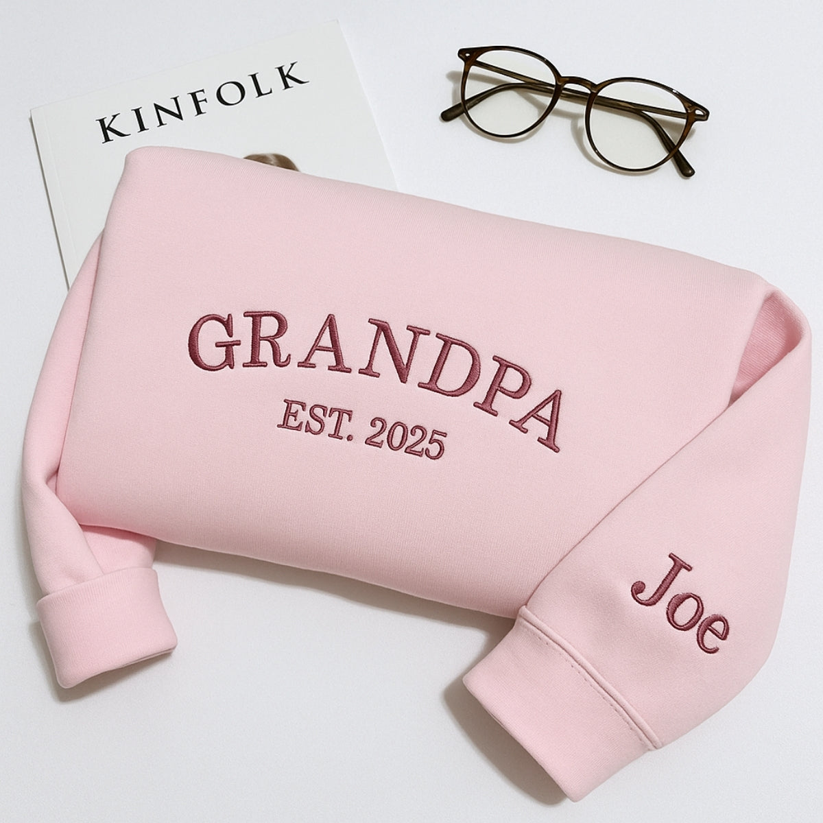 Personalized Grandpa Sweatshirt - Custom Grandchild Name Embroidered - Perfect Grandpa Gift