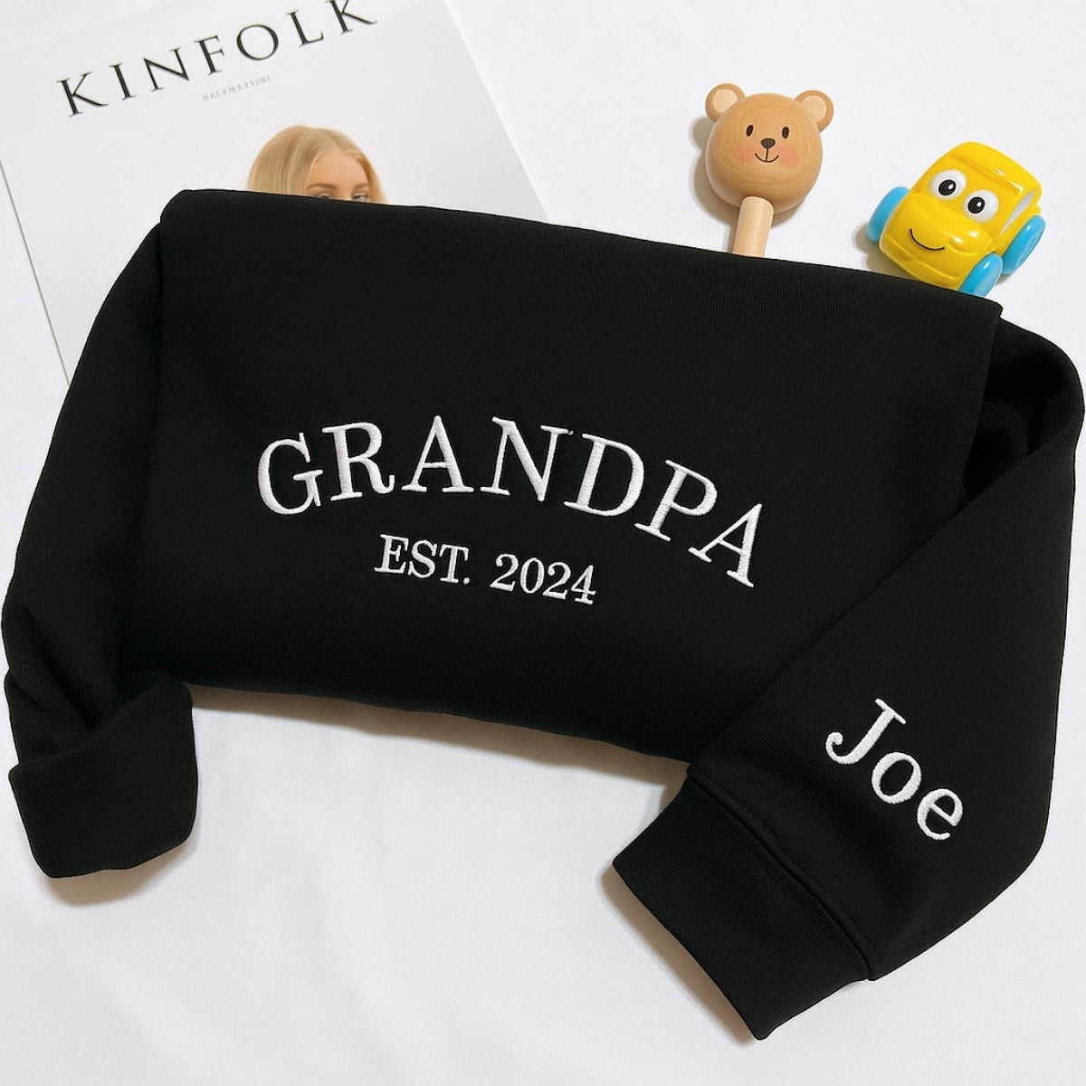 Personalized Grandpa Sweatshirt - Custom Grandchild Name Embroidered - Perfect Grandpa Gift