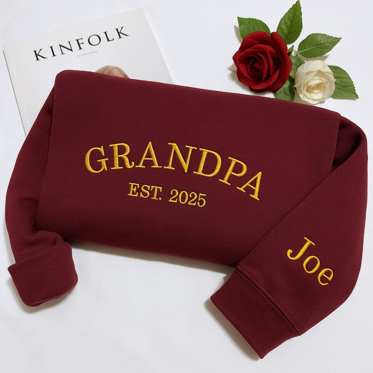 Personalized Grandpa Sweatshirt - Custom Grandchild Name Embroidered - Perfect Grandpa Gift
