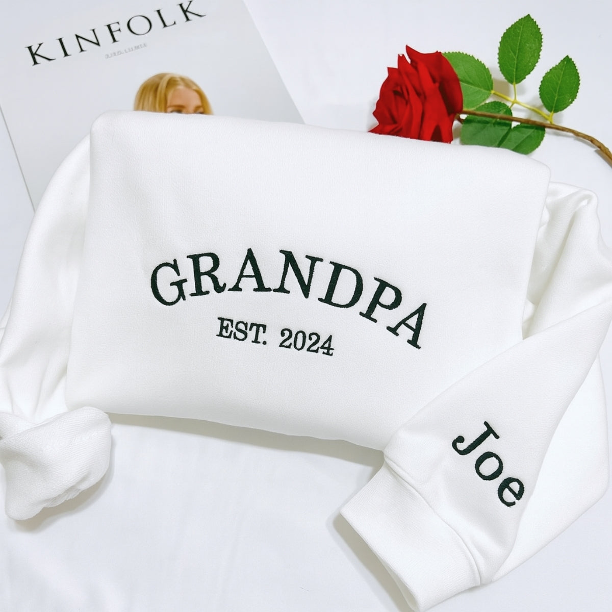 Personalized Grandpa Sweatshirt - Custom Grandchild Name Embroidered - Perfect Grandpa Gift