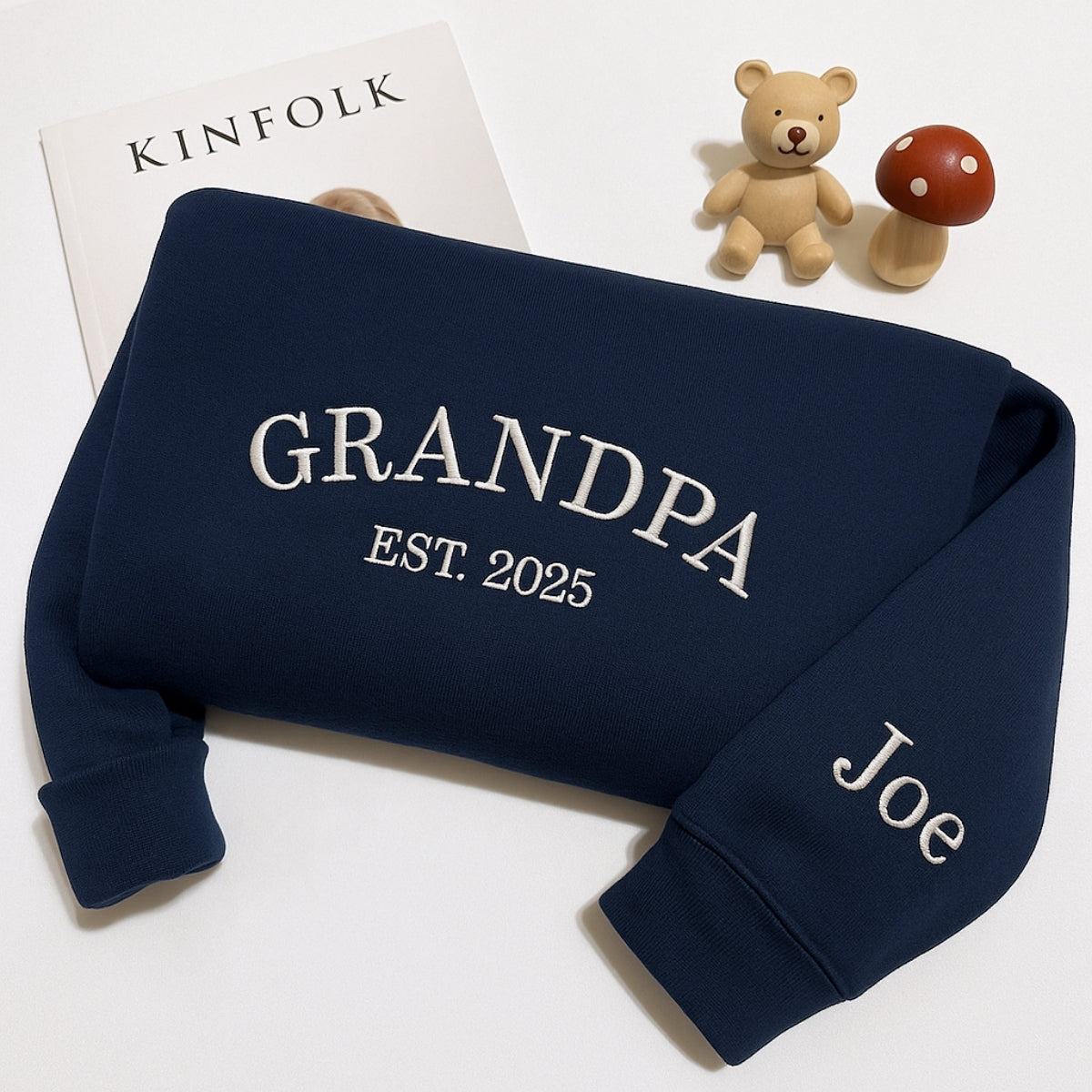 Personalized Grandpa Sweatshirt - Custom Grandchild Name Embroidered - Perfect Grandpa Gift