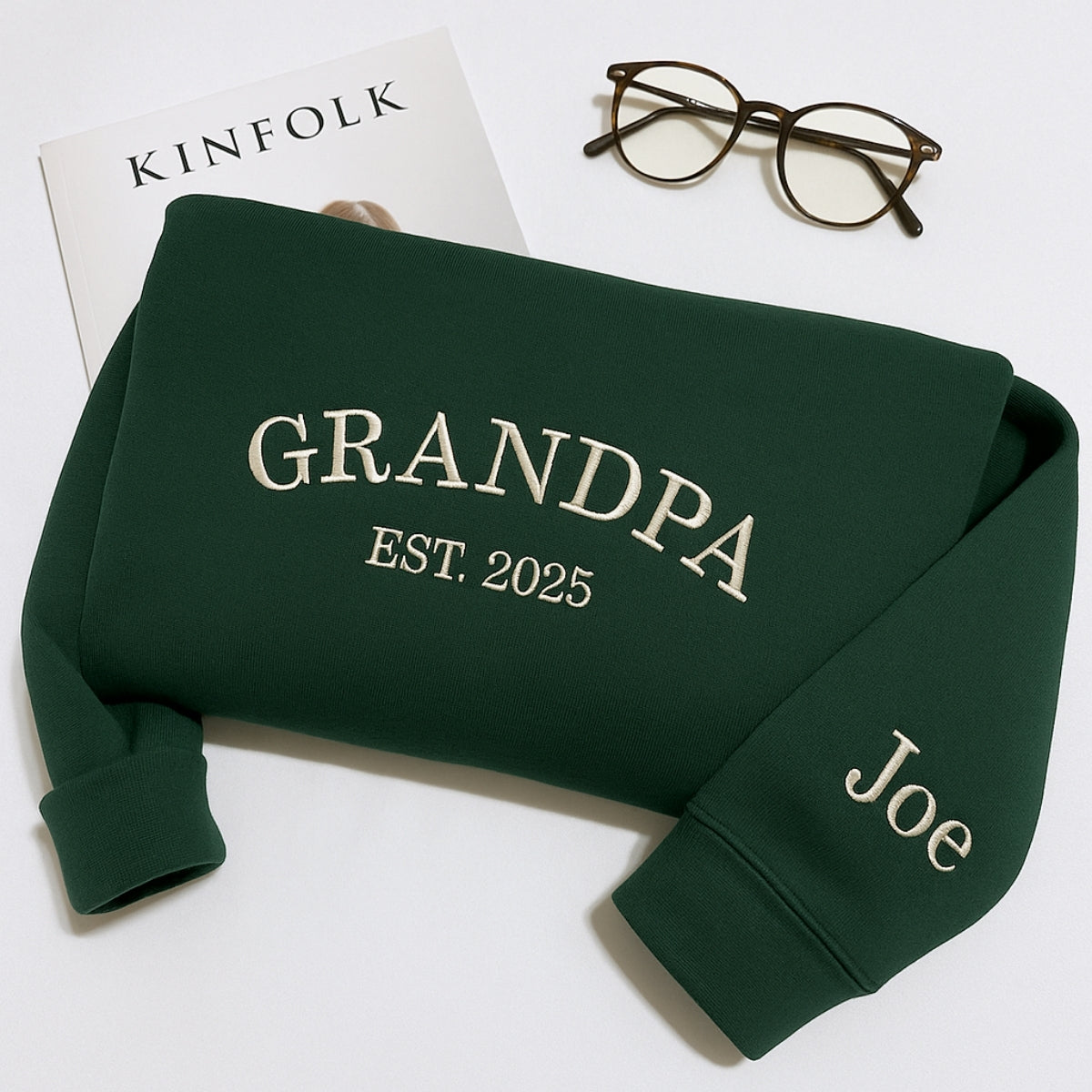 Personalized Grandpa Sweatshirt - Custom Grandchild Name Embroidered - Perfect Grandpa Gift