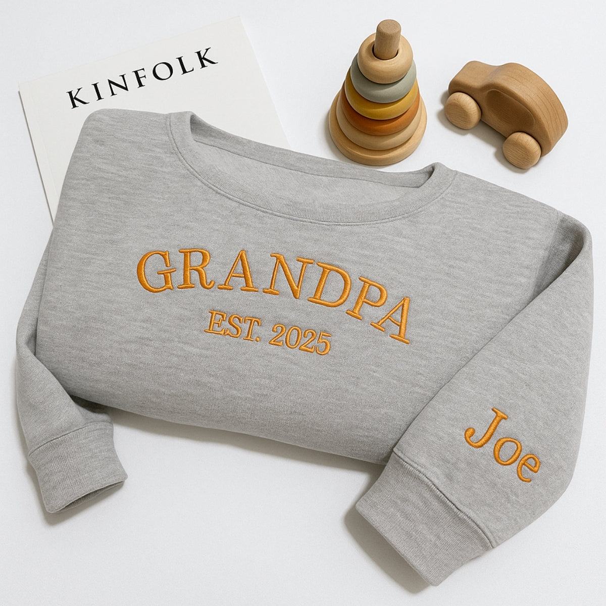 Personalized Grandpa Sweatshirt - Custom Grandchild Name Embroidered - Perfect Grandpa Gift