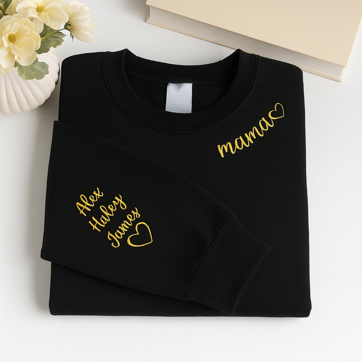 Personalized Mama Embroidered Sweatshirts - Custom Mom Hoodie With Kids Names - Mother's Day Gift