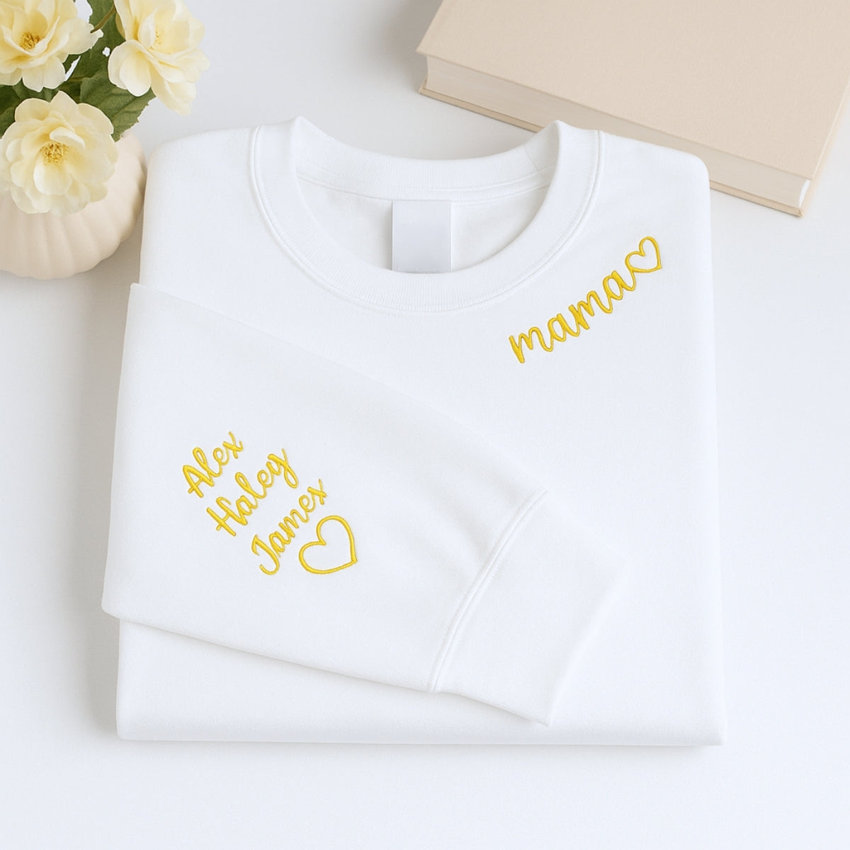 Personalized Mama Embroidered Sweatshirts - Custom Mom Hoodie With Kids Names - Mother's Day Gift