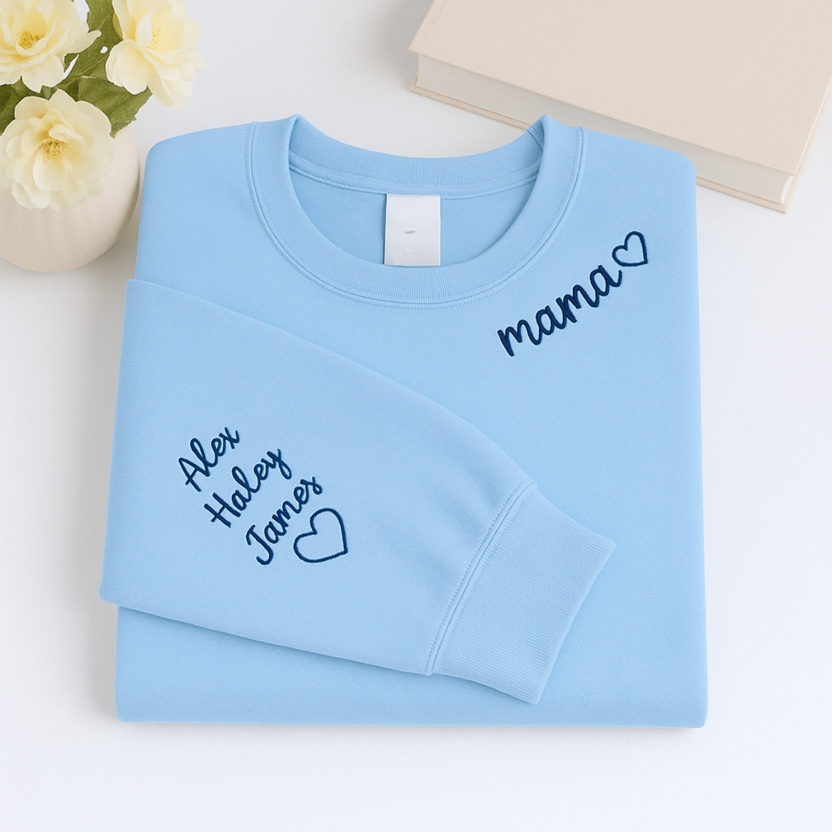 Personalized Mama Embroidered Sweatshirts - Custom Mom Hoodie With Kids Names - Mother's Day Gift