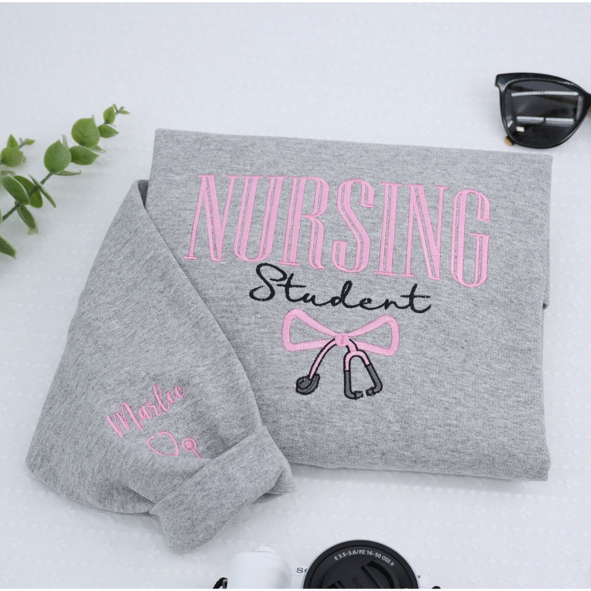 Personalized Nursing Student Sweatshirt - Custom Name Nursing School Embroidered Hoodie Gift