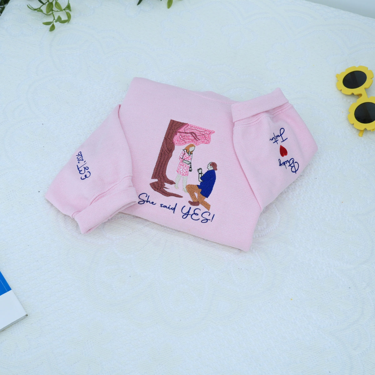 Individuell bestickte Engel- und Dämonenkatze-Kapuzenpullover für Paare