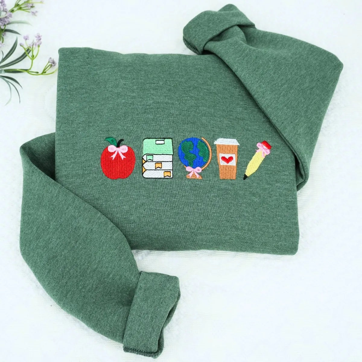 Personalized Teacher Shirt - Embroidered Appreciation Gift Ideas Sweatshirt Hoodie - Educator Icons Design