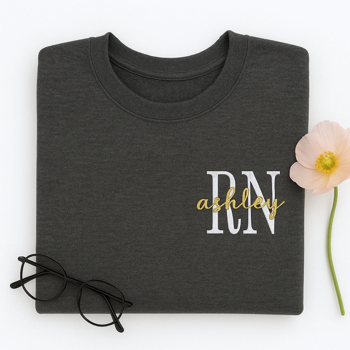 RN Custom Hoodies - Nurse Embroidered Sweatshirts - Personalized Healthcare Worker Gift