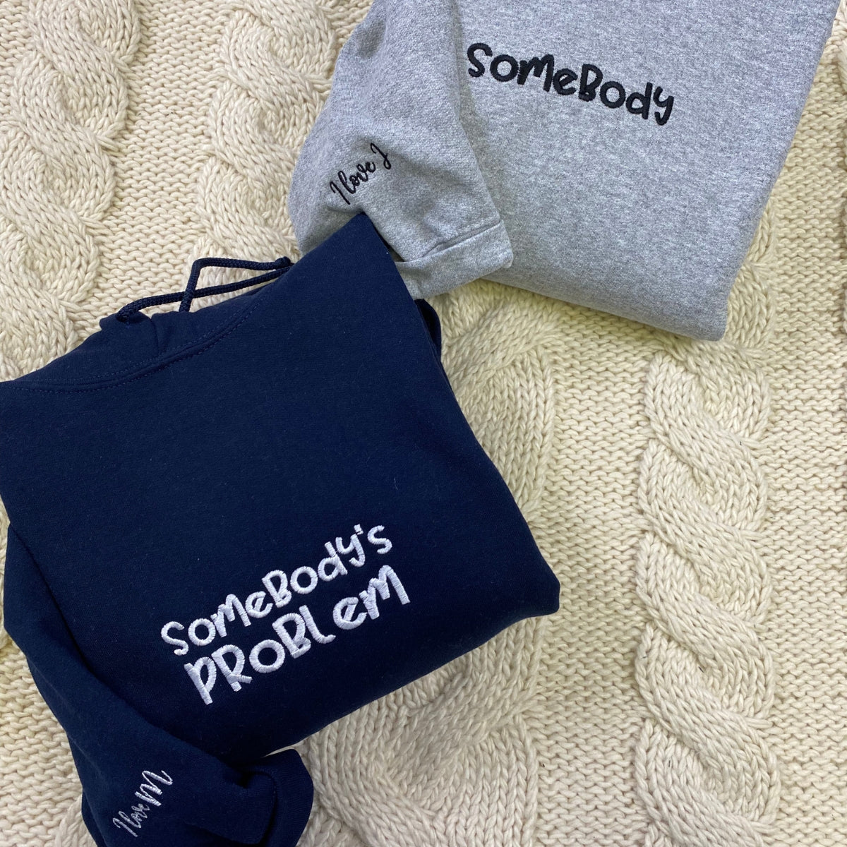 Sweats à capuche brodés personnalisés assortis pour couples