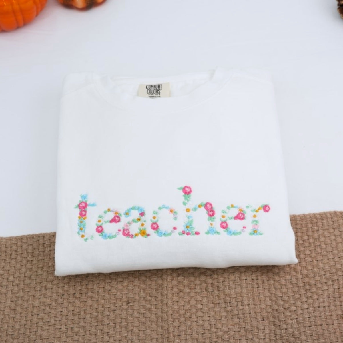 Teacher Custom Hoodies - Floral Embroidered Sweatshirts - Perfect Educator Appreciation Gift with Name Personalization