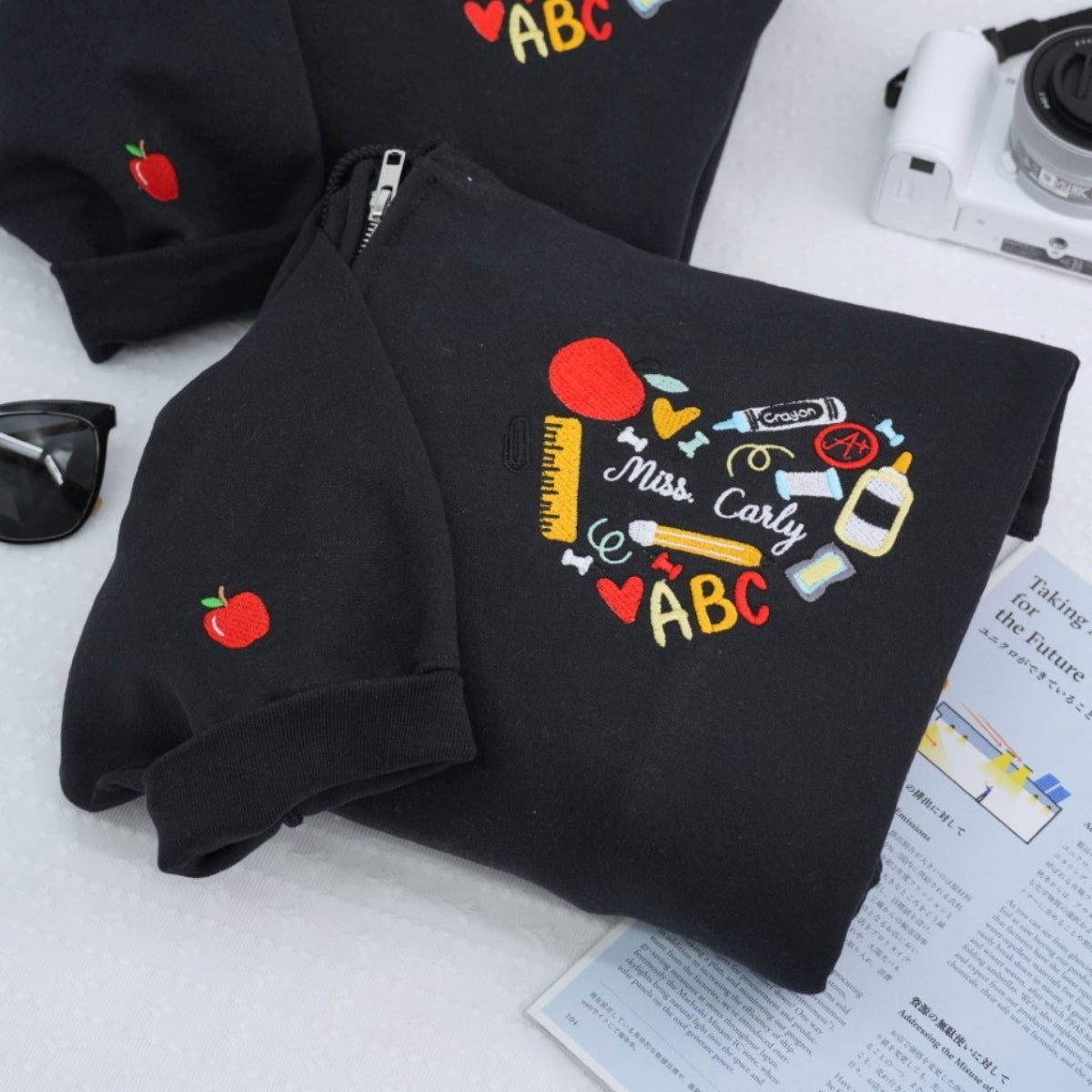 Individuell bestickte Engel- und Dämonenkatze-Kapuzenpullover für Paare