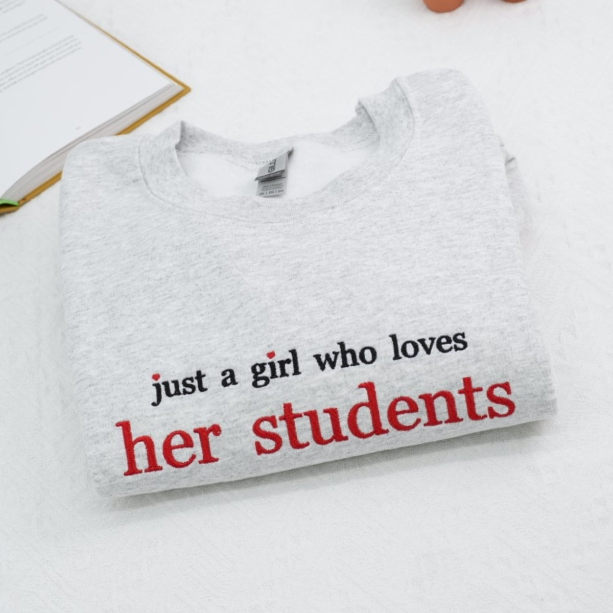 Teacher Custom Hoodies - Just a Girl Who Loves Her Students Embroidered Sweatshirt - Perfect Teacher Gift