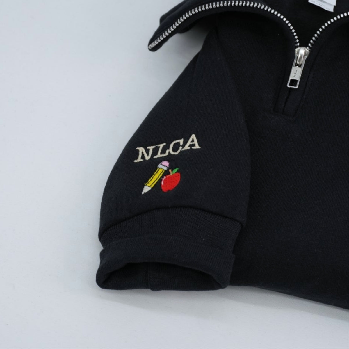 Teacher Custom Quarter Zip Hoodie - Personalized Mrs Name Embroidered - Apple Pencil Educator Gift