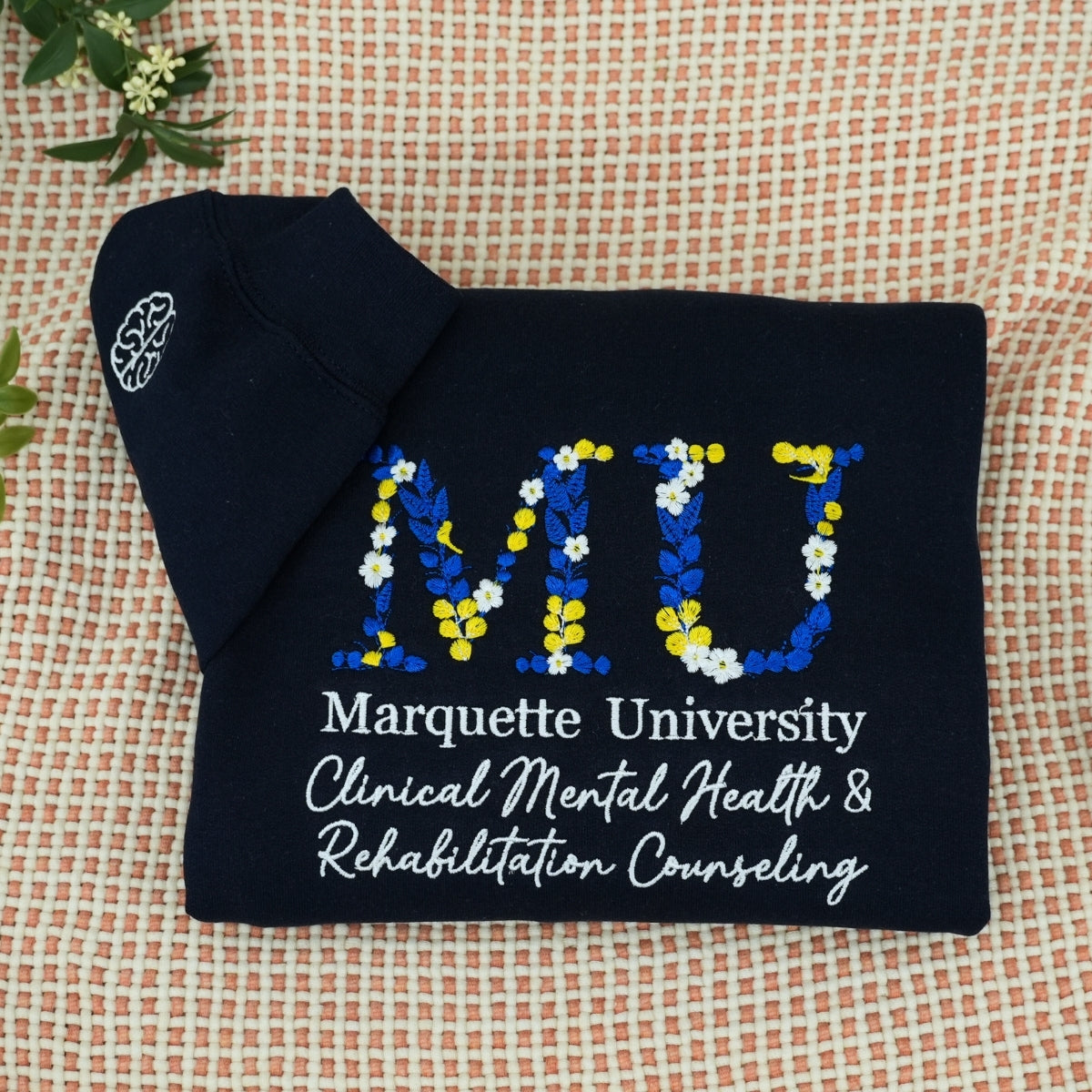 University Floral Hoodies - College Custom Embroidered Sweatshirts - Graduate Student Gift