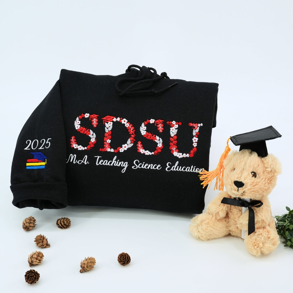 University Gift Hoodies - Floral Embroidered Student Presents - Perfect College Graduation Gifts