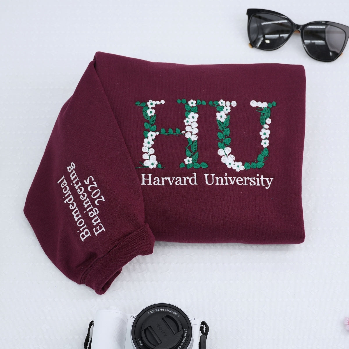 University Gifts for Students - Custom College Hoodies Floral Letters - Perfect Student Graduation Presents