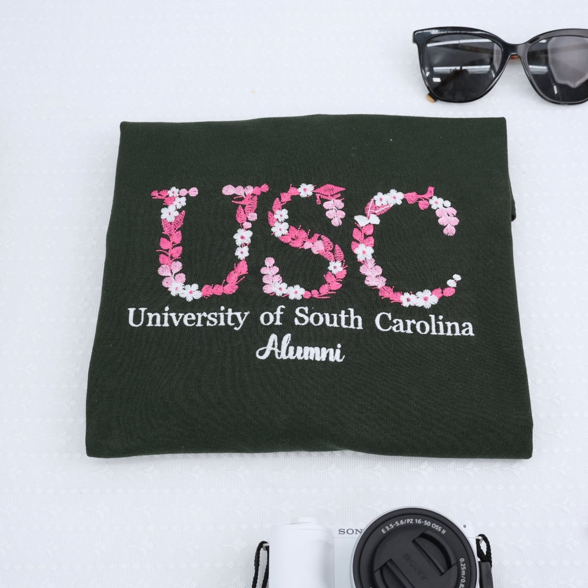 University Spirit Hoodies with Floral Design - College School Pride Sweatshirts - Custom Campus Apparel