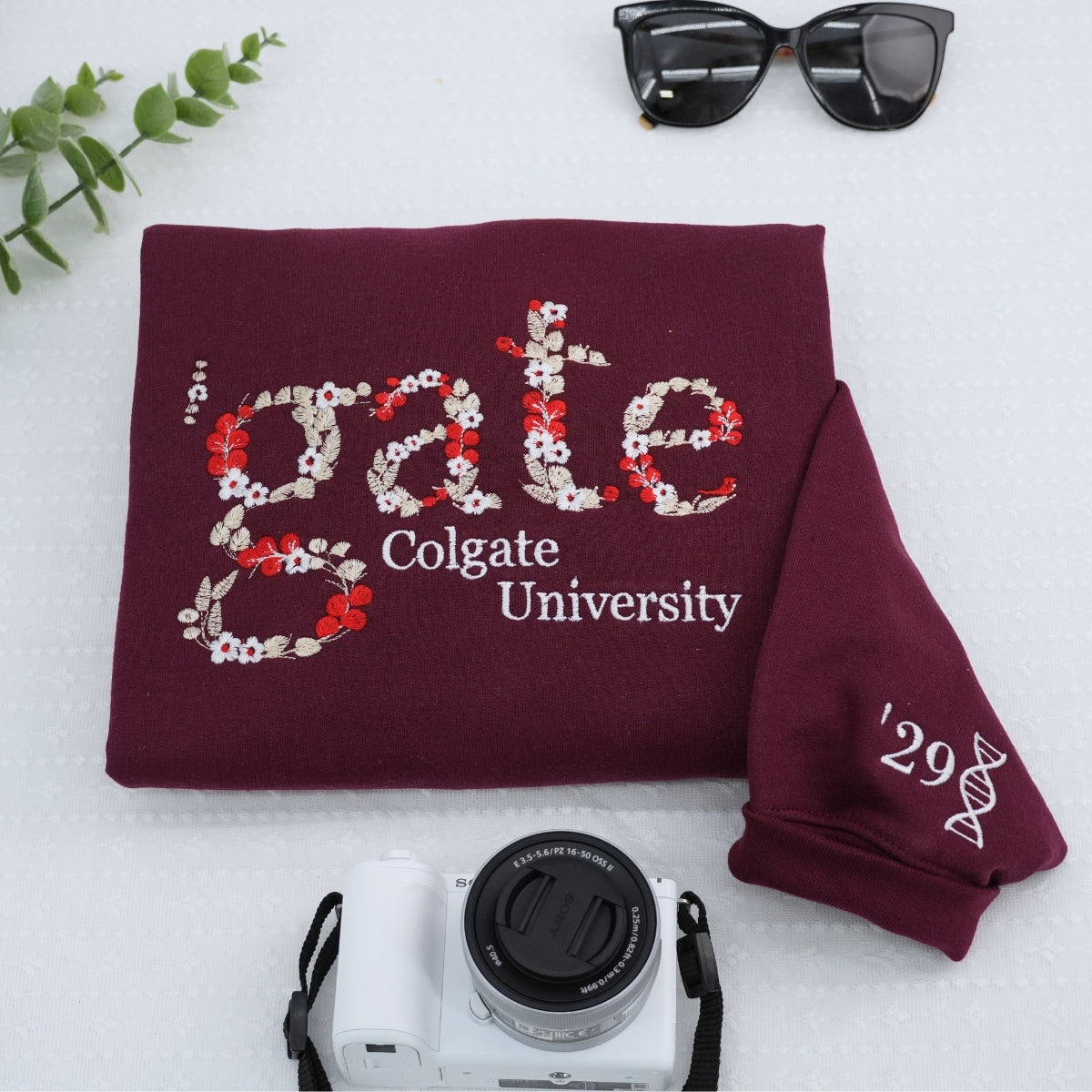 University Spirit Hoodies with Floral Design - College School Pride Sweatshirts - Custom Campus Apparel