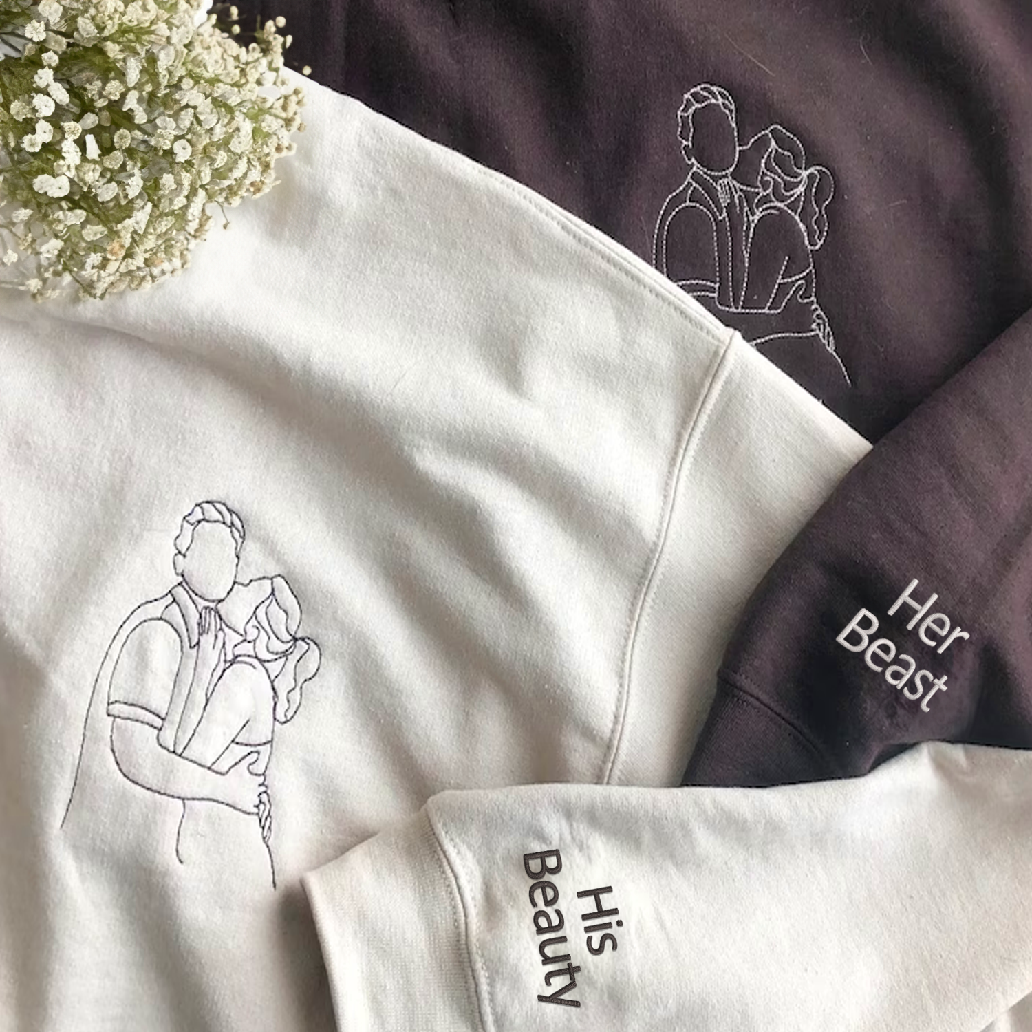 Bestickte „Die Schöne und das Biest“-Hoodies oder Sweatshirts nach Ihrem Foto