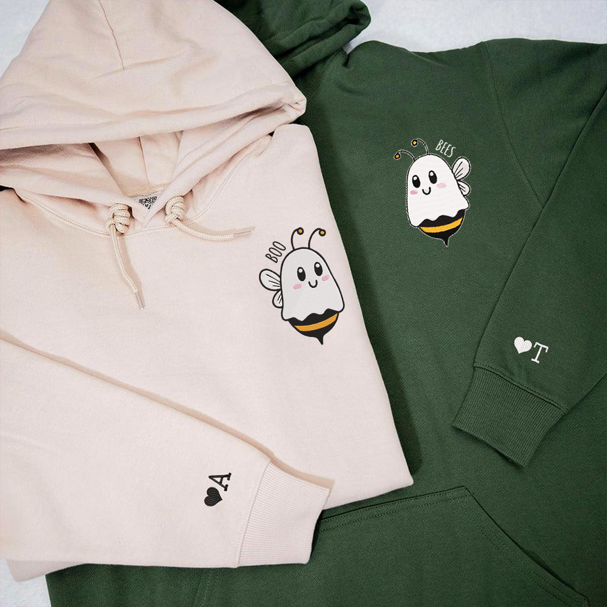 Benutzerdefinierte passende paar Boo Bees bestickt Hoodie