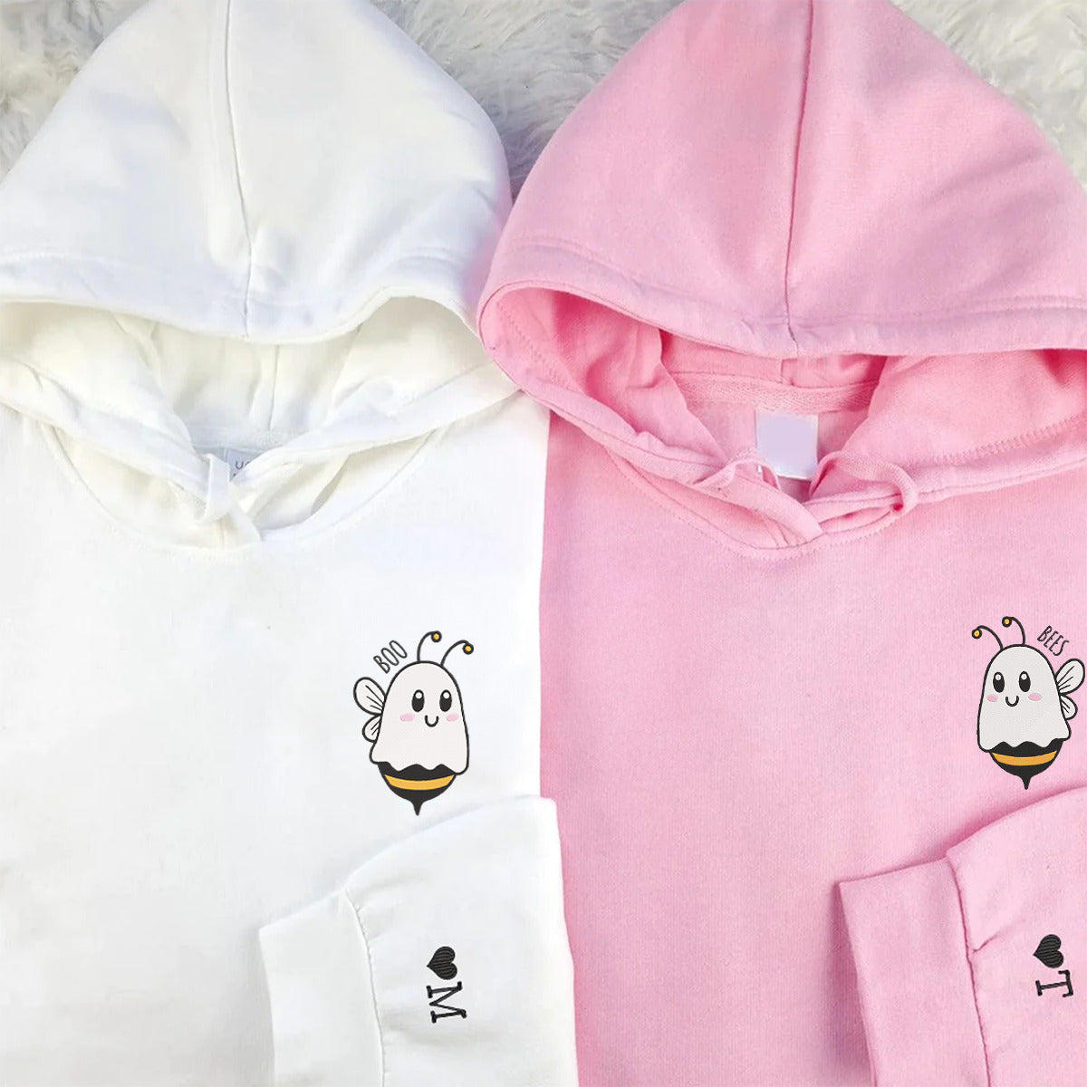 Benutzerdefinierte passende paar Boo Bees bestickt Hoodie