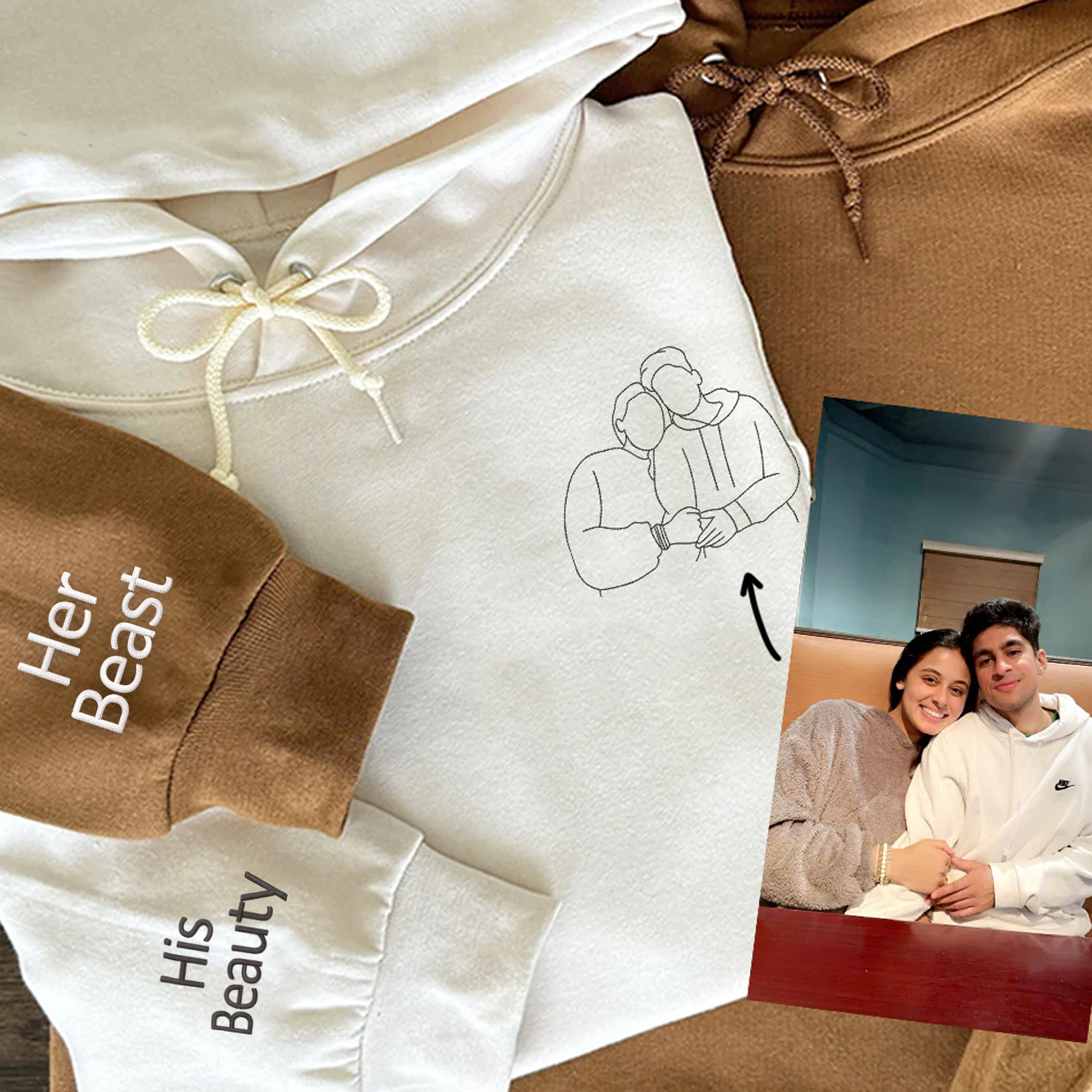 Bestickte „Die Schöne und das Biest“-Hoodies oder Sweatshirts nach Ihrem Foto