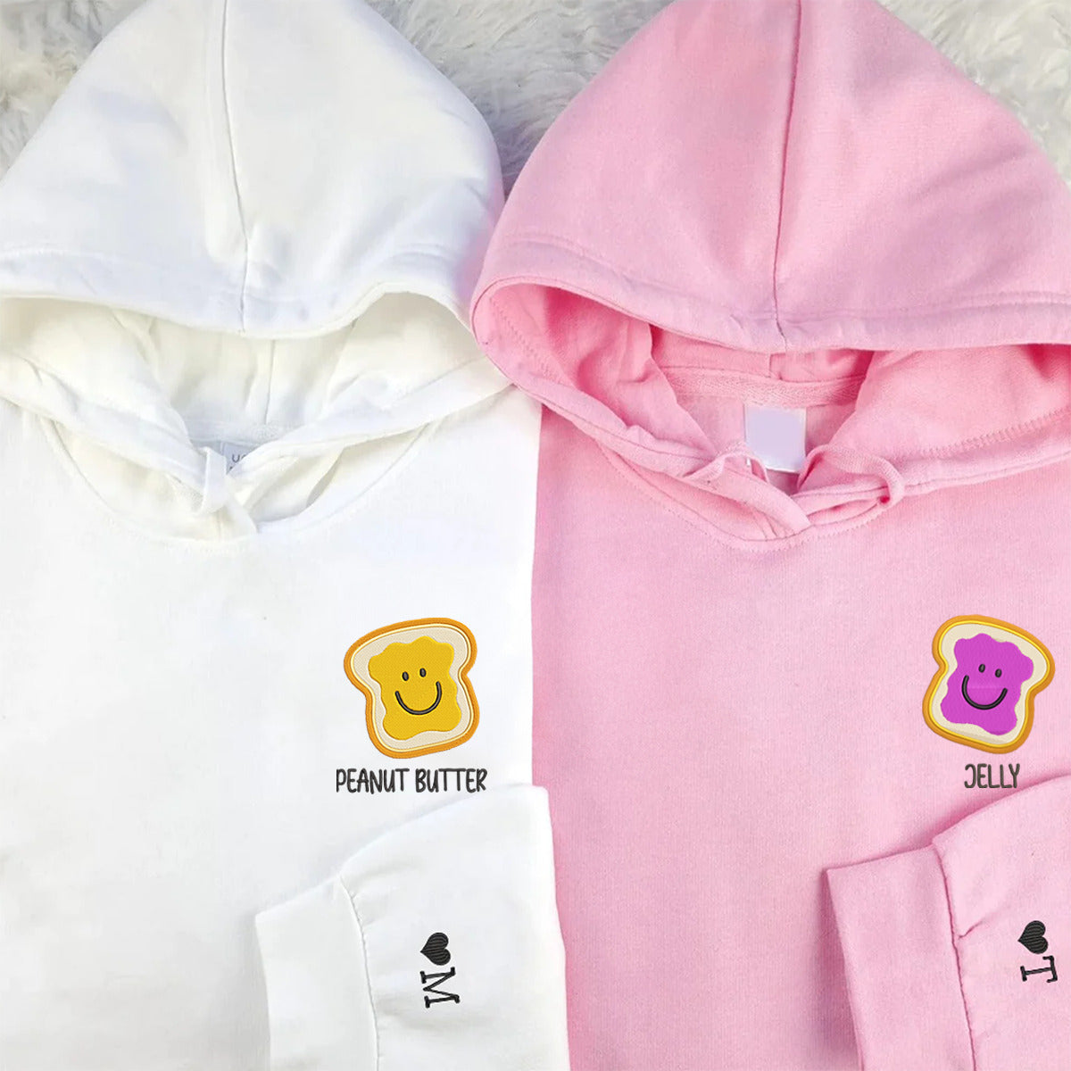Benutzerdefinierte Erdnussbutter und Gelee paar bestickt Hoodie