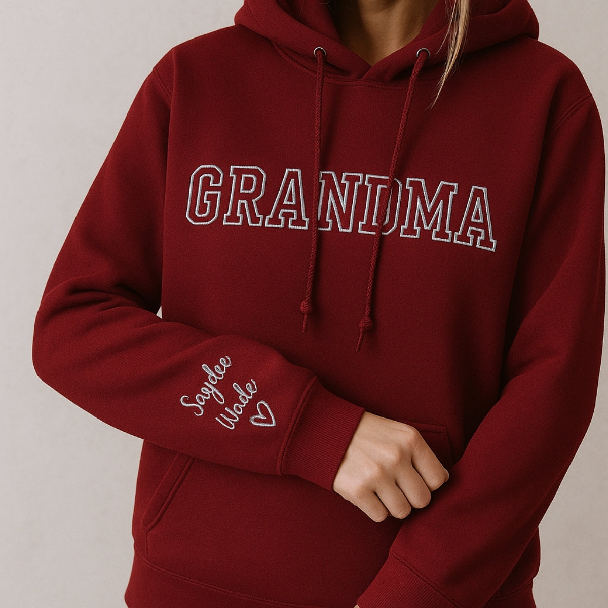 Varsity Grandma Sweatshirt - Personalized Grandchildren Names Embroidered - Custom Grandma Gift