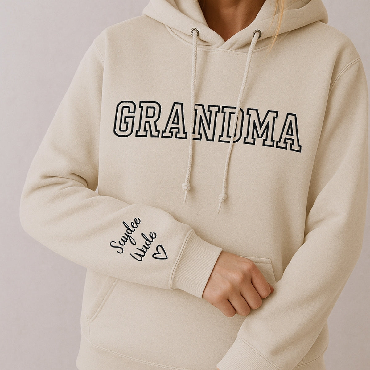 Varsity Grandma Sweatshirt - Personalized Grandchildren Names Embroidered - Custom Grandma Gift