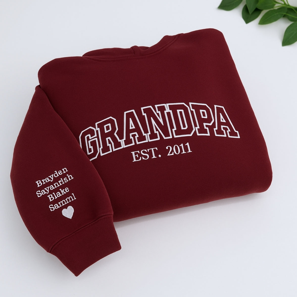 Varsity Grandpa Hoodie - Personalized Grandchildren Names Embroidered - Perfect Grandpa Gift